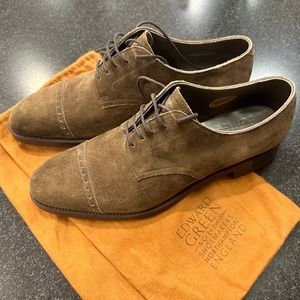 Edward Green Chelsea Cap-toe Oxford, Size 10.5 UK, Brown Suede